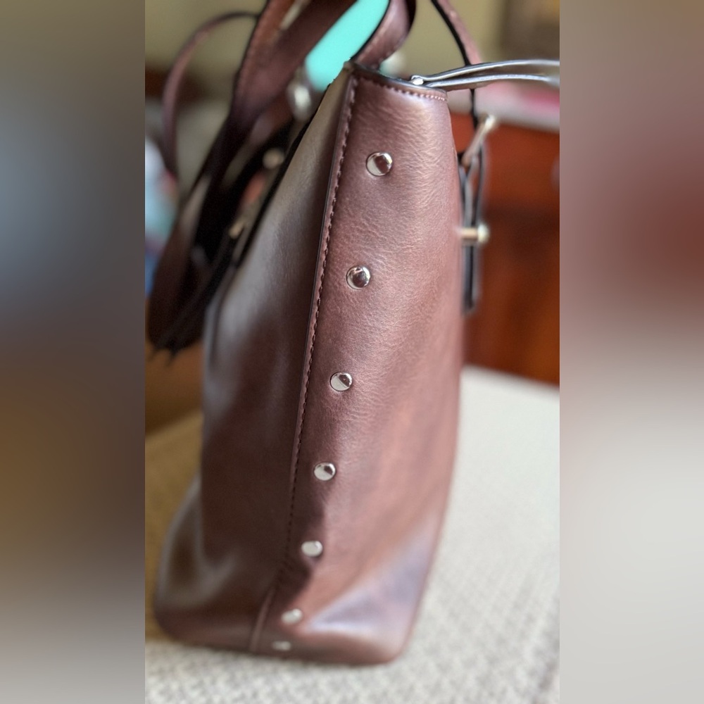 Westbronco Vegan Leather Tote Bag in Coffee Color - Picture 4 of 14